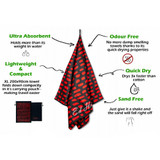 Ed Hicks "Reef" Microfibre Beach Towels — XXL - 200 x 90cm — Red on Black —  Compact  — Quick Dry