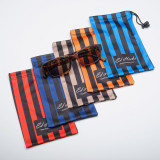 Soft glasses case in striped microfibre material