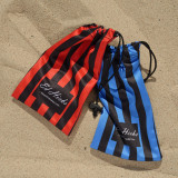 Red and black striped microfibre bag for  sunglasses beach glasses