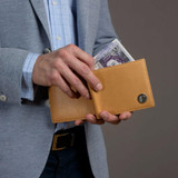 Drew Lennox Men's English Leather Bifold Wallet Tan