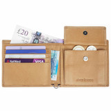 Tan English leather bifold wallet by Drew Lennox