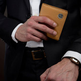 Drew Lennox classic tan bifold leather wallet for men