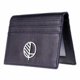Men's compact leather wallet card holder in Verglas Black