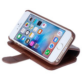 Slim brown leather wallet cover for iPhone 5
