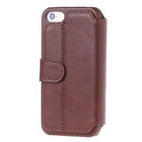 Premium brown leather wallet case for iPhone 5