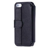 Premium black leather wallet case for iPhone 5