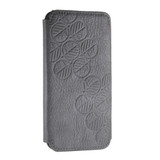 iPhone 7 All Leather Grey Embossed Folio Phone Case