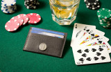 British crafted slim leather card holder in black