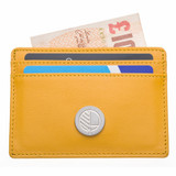 Premium leather slim yellow card holder