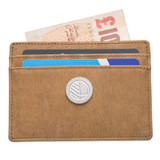 Slim card holder in light tan British leather Slim card holder in light tan British leather