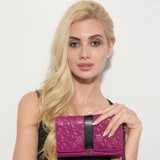 Pink Leather Clutch Bag with Black details -Drew Lennox and Ed Hicks