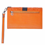 Versatile leather clutch for travel, work, and outings