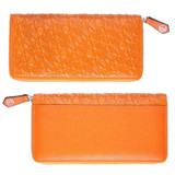 Woman's Orange British real Leather Zip around Purse Pattern -Drew Lennox and Ed Hicks