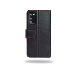 Side view of the Rila leather wallet case open