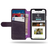 Card Holder case for the Apple iPhone X and iPhone XS in purple leather