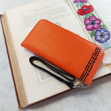 Premium leather texture of Royale wallet case – close-up