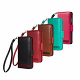 Close-up of Royale iPhone XR leather wallet case with wrist strap