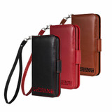 Royale iPhone 13 leather wallet case with wrist strap closed view