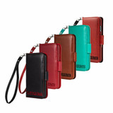 "Royale" iPhone 12 Real Leather Wallet Phone Case with Wrist Strap