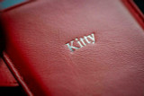 Classic brown leather Royale wallet case close-up