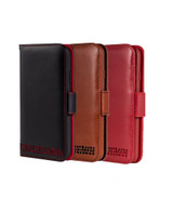 iPhone 14 Pro Leather Wallet Case in Black with Red Detailing with Quad Protection