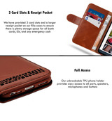 Brown Leather Card Holder Case for Apple iPhone 14 Pro