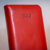 iPhone 14 Pro Max Vintage Red Leather Wallet Case – Unique Patina Finish