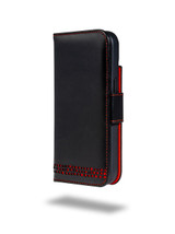 Black Leather iPhone 15 Wallet Phone Case