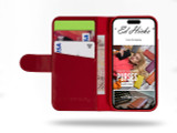 Red Leather iPhone 15 Plus card holder Case