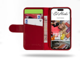 Rila Red Leather iPhone 15 Plus Wallet Case with Unique Patina