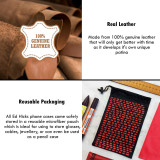 Vintage Red real leather wallet flip case for iPhone 16 with card holder, stylish and functional design