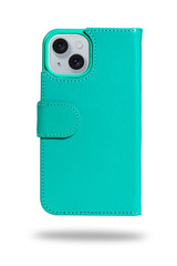 iPhone 14 Turquoise Leather Wallet Case ⭆  with a Unique Vintage Patina ⭆ Quad Protection ⭆ RFID Blocking