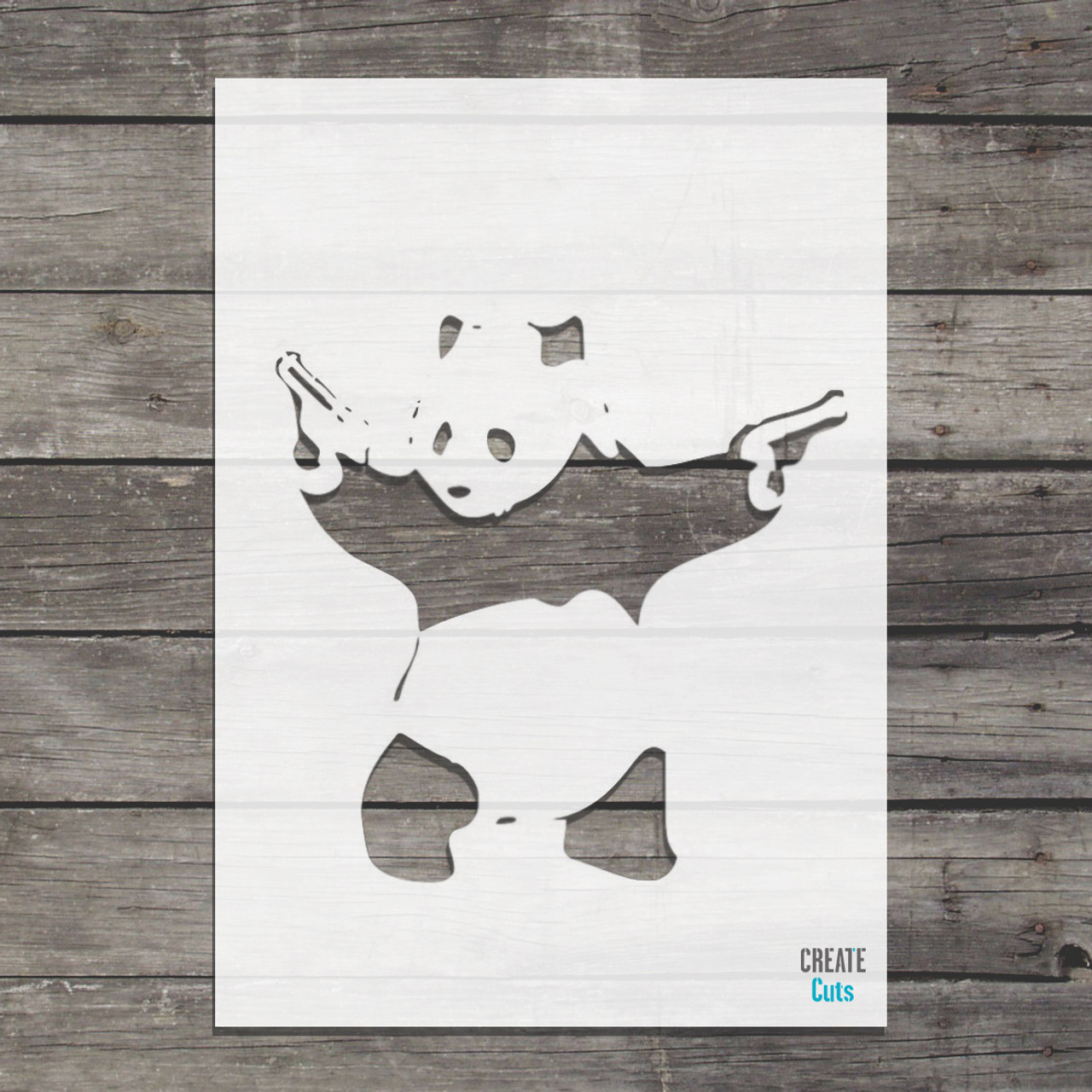 banksy panda guns stencil small graffiti stencils
