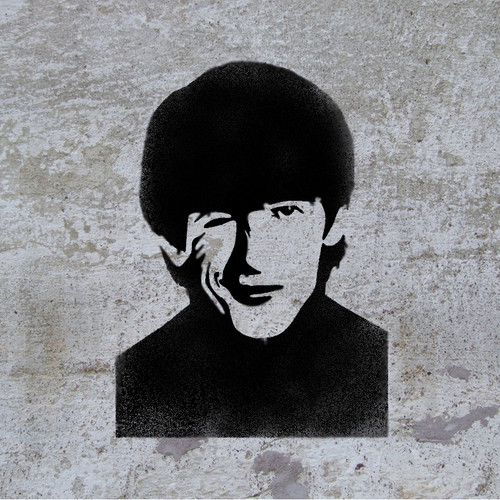 George Harrison picture stencilled on the wall