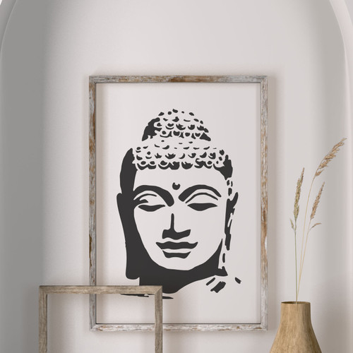 Buddha image in frame stencilled on wall