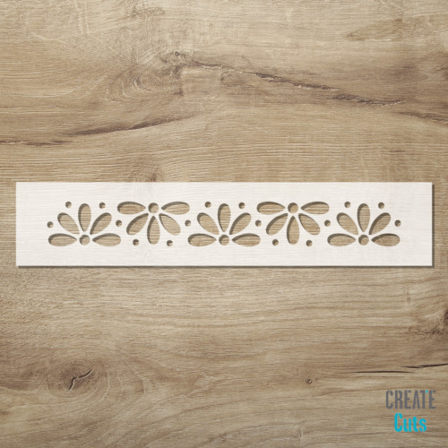 Misti border stencil on wooden surface