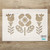 Flower and birds stencil on wooden surface