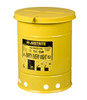 Justrite 09111 Oily Waste Can - 6 Gallon - Yellow - Hand Operated Cover