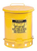 Justrite Oily Waste Can - 21 Gallon - Yellow - 09701 - Foot Operated Cover