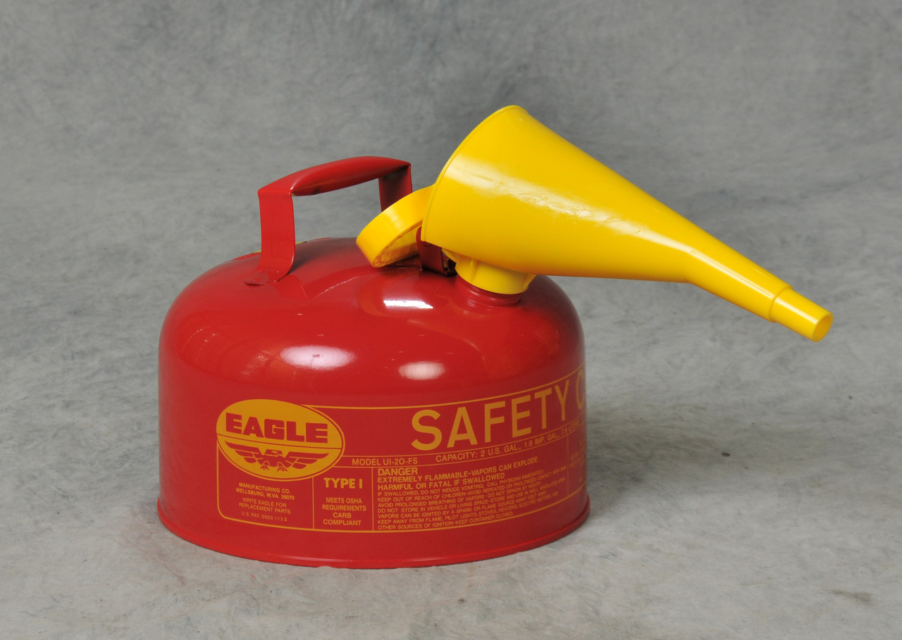 2.5 Gal Capacity Eagle UI-25-FSG Green with Funnel Metal Safety Gas Can 