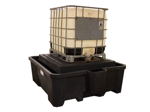 Exploding Ibc Enpac IBC Tote Spill Containment Pallet, Black w/Drain - 5469-BD-D