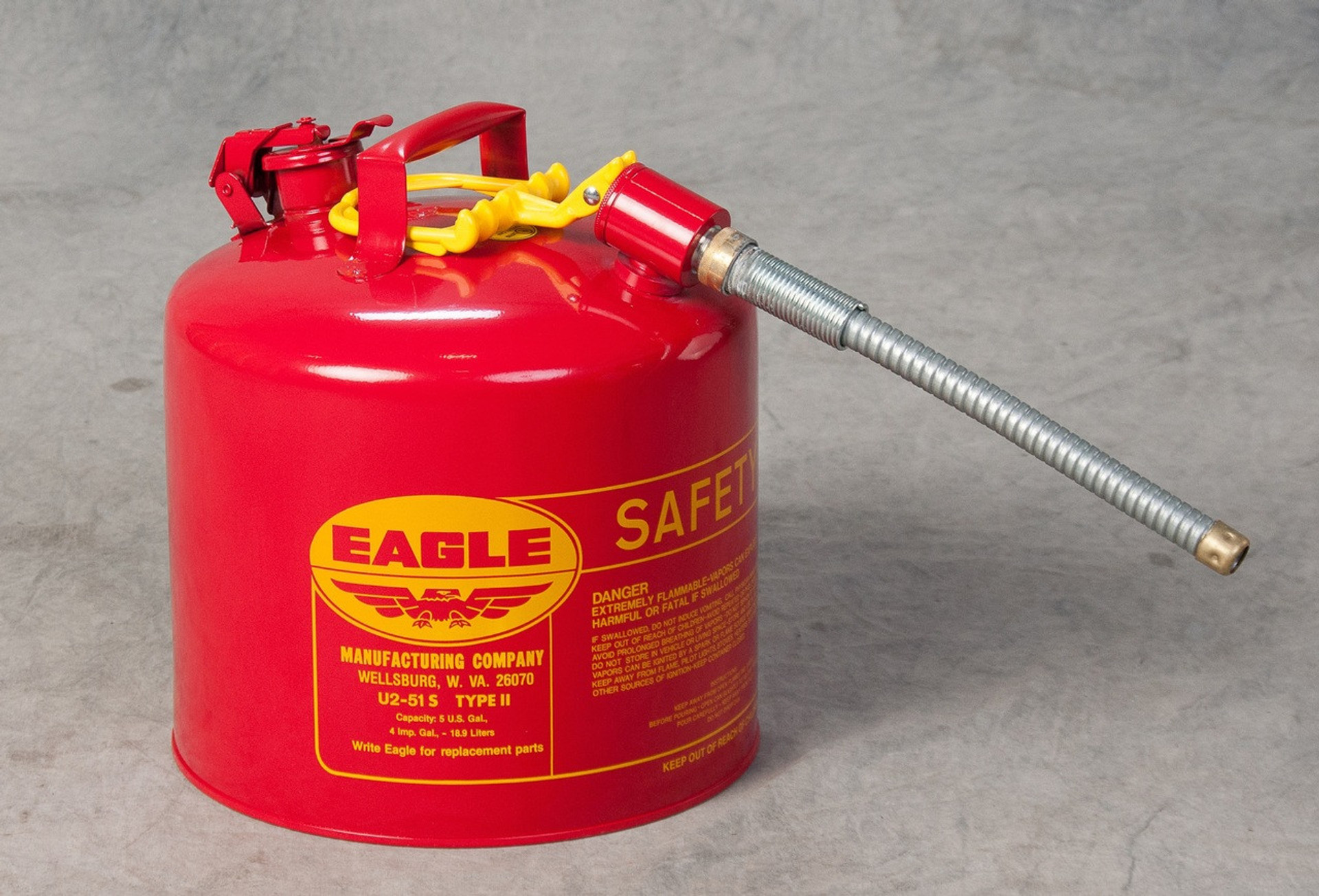 Eagle 2 Gallon Type II Safety Can with 7/8" Flexible Metal Spout