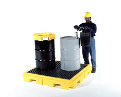 UltraTech 2504 Recycled Polyethylene P2 2-Drum Ultra-Spill Pallet 1500 lbs Capacity Black 5 Year Warranty 