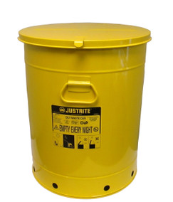 Justrite  Oily Waste Can - 09711 - 21 Gallon - Yellow - Hand Operated Cover