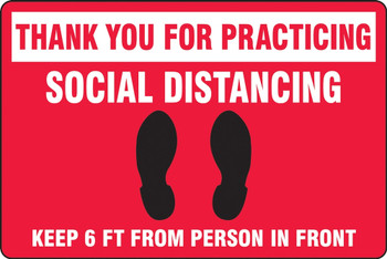 Red Social Distancing Floor Sign