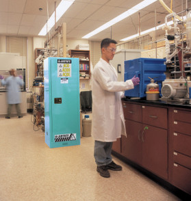 Justrite Corrosive Cabinet in Use
