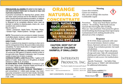 Orange Natural 20 Concentrate - 5 Gallons