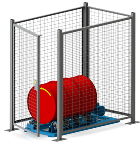 Enclosure with safety interlock automatically shuts off the drum roller when thedoor is opened.