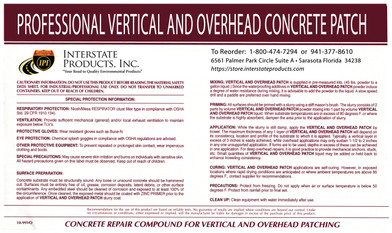 Vertical & Overhead Concrete Patch Kit Label Image