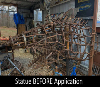 Railroad Spike Statue BEFORE Application of Rust Killer  (*Actual User Photo)